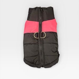 NWOT Small Dog Puffer Coat Pink and Black With Leash Rings and Zipper